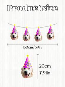 Banner personalizado com foto de cabeça de animal de estimação, banner personalizado com letra e rosto de animal de estimação, banner personalizado com rosto, banner com foto, banner com chapéu de aniversário de gato e cachorro, decoração, banner personalizado com foto de rosto, banner personalizado com foto de gato, férias de verão - Multicolorido - Ver 4