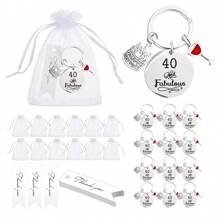 36 Peças/12 Conjuntos de Chaveiro de Aço Inoxidável para Comemorações de Aniversário, Presentes de Aniversário Únicos e Felizes para Casais com 18, 40, 50, 60, 70 e 80 Anos, Ideal para Aniversários e Suprimentos de Festa de Aniversário Importante. [O Conjunto Inclui 12 Chaveiros, 12 Sacolas de Presente e 12 Cartões de Agradecimento] Acessórios de Carro, Encantos de Bolsa, Escola, Fofo, Gótico, Y2k