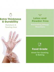 100 قطعة/عبوة قفازات بلاستيكية فردية قابلة للتخلص منها آمنة للاستخدام مع الأطعمة، مقاس عام، للتعامل مع الأطعمة والطهي والخدمات المنزلية وتصفيف الشعر (بلاستيك بولي إيثيلين)