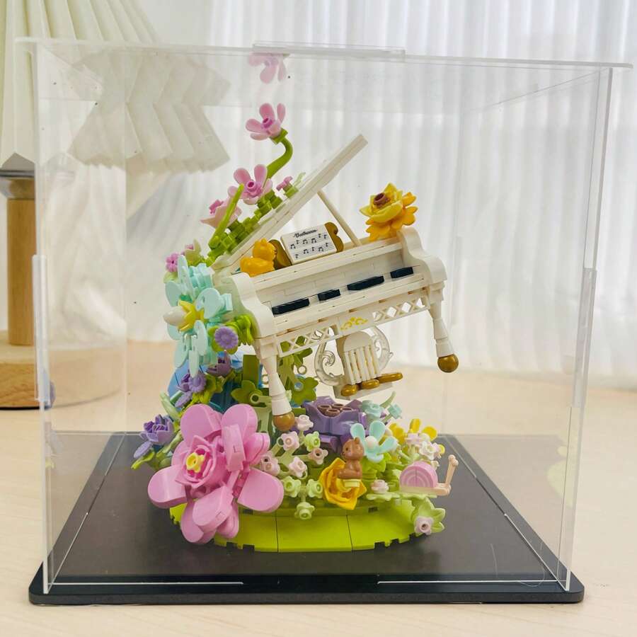 Ramo de flores preservadas de talla grande de 700 piezas - Serie de bloques de construcción de partículas pequeñas, kit de plantas suculentas en maceta, regalo de cumpleaños, regalo del Día de San Valentín, decoración de escritorio