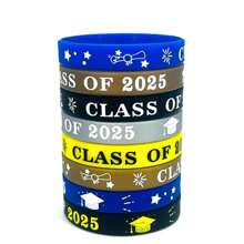 24 piezas Clase de 2025 Pulsera de silicona de la temporada de graduación, pulsera de graduación de silicona, adecuado para regalos de recuerdos de fiestas de graduación - Multicolor - Ver 9