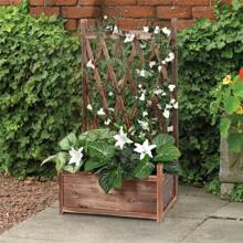 Rustic Wooden Raised Garden Bed Vegetable Planter Grid Box With Climbing Trellis - 1 - Xem 3