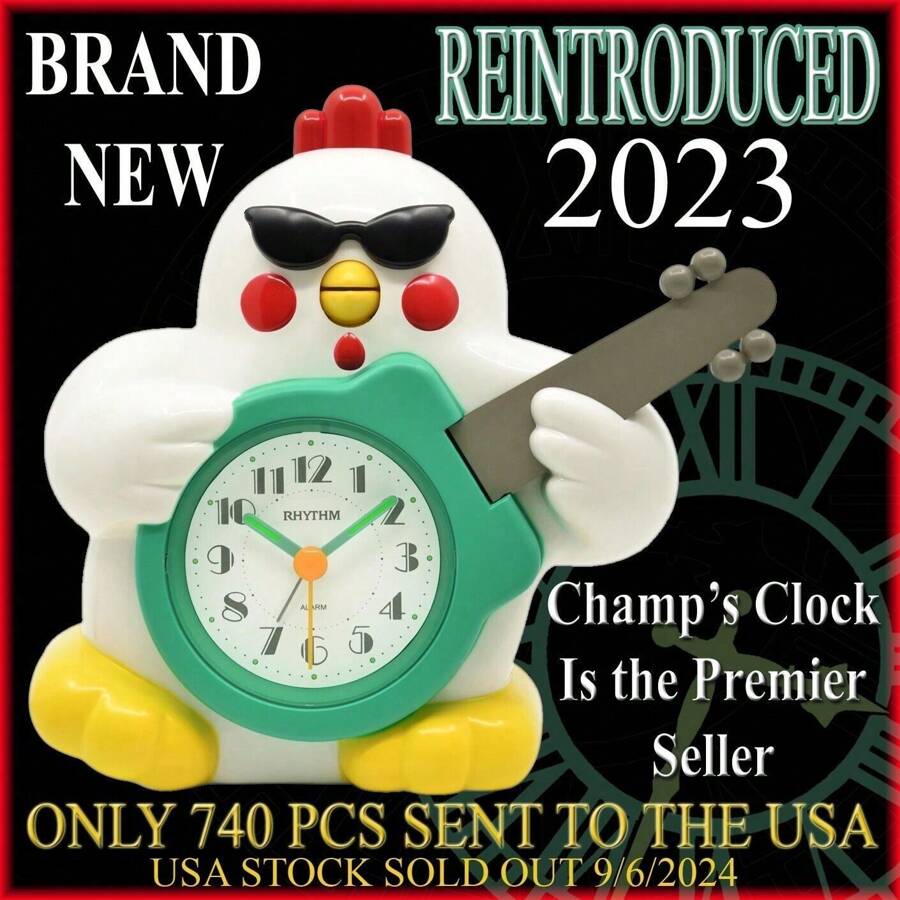 BRAND NEW! RHYTHM ROCK N' ROLL CHICKEN ALARM CLOCK CRE321UR03 Speak Up Singing - 1 - 查看 1