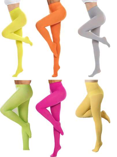 1 Pair Women's Fashionable Opaque Tights Pantyhose, Multicolored Tight Hosiery, Cozy