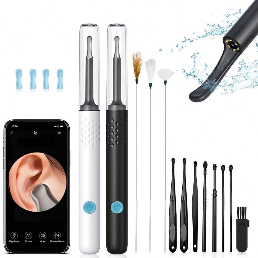 HB Ear Cleaner, Ear Wax Removal, Earwax Remover Tool With 18 Pcs Ear Set, Ear Cleaner With Camera - Earwax Removal Kit With Light, Ear Camera With 4 Spoon, Ear Wax Removal Kit For IOS & Android - Multicolor - View 1