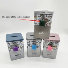 Alcancías con diseños de dibujos animados en múltiples estilos, con cerradura, caja ahorradora de dinero abierta, regalo de cumpleaños - Multicolor - Ver 5