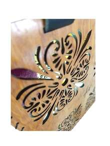 Wooden Handbag / Handmade Tote Bag With Floral Design, With Leather Handles For Ladies, Practical And Lightweight Suede Inner Bag - 彩色 - 查看 10