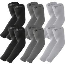 BHYTAKI 6 Pairs UV Sun Protection Arm Sleeves, UPF 50 Sports Cooling Arm Compression Sleeves For Men Women Teenager - 黑色 - 查看 10