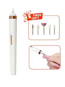 Pulidor Esmeril Uñas Taladro Para Uñas Inalambrico,Nail Polisher,Nail Drill para Uñas Profesional, Torno Electrico para Uñas (Portátil Taladro para Uñas de 3 Velocidades Limador de uñas Electrico) Para Uñas de Acrílico DIY Manicura Pedicura - Blanco - Ver 2