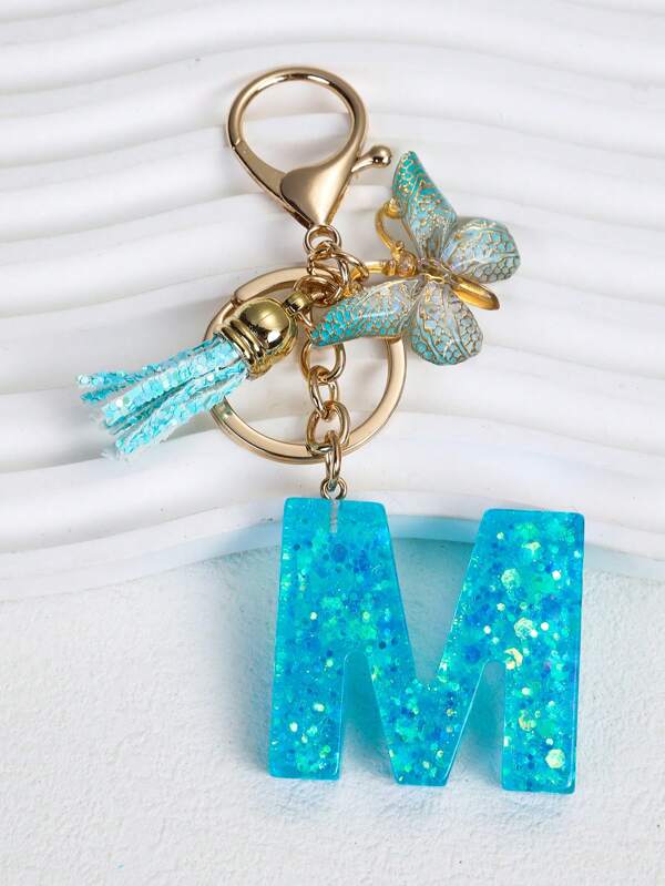 1pc Resin Letter Keychain, Initial Car Keyring Her, Bag Purse Charm Key Ring, Cute Colorful, Alphabet Tag For Girls Car Accessories Bag Charm Backpack For School Goth Y2k Christmas Gift Ideas