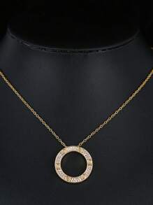 1 pièce Collier rond en cuivre orné de zirconium, de style européen et américain, design créatif et élégant pour femmes
