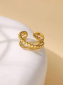 1 PC Beads Twist Cross Rings For Women Gold Color Asymmetrical Opening Ring Wedding Aesthetic Jewelry Gift