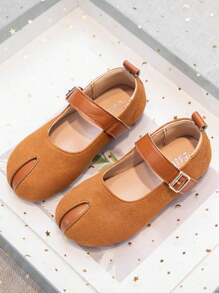 1 para dziewczęcych, prostych, modnych, jednolitych, skórzanych, płaskich butów, odpowiednich na lato
