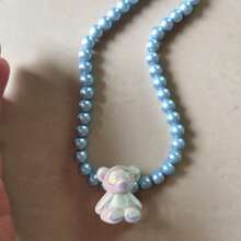 manbara Fashion And Minimalist Pearl Blue Turquoise White Pendant Necklace, Women Bear Jewelry Wholesale