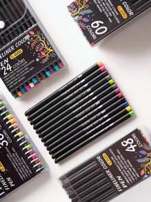 12/24/36/48 色细线笔，彩色轮廓绘图马克笔，适合学生和成人，绘画，素描，艺术设计，办公和学校用品返校 - 套裝 - 查看 5