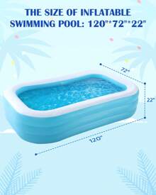 Naipo Inflatable Swimming Pool Fmaily Inflatable Pool Full-Sized Blow Up Pool 120''*72''*22''  For Baby  Outdoor Backyard Summer Water Party - 95" - View 5