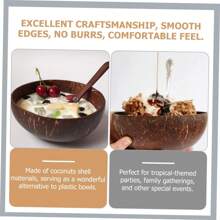 1/2 Pack Polished Coconut Bowl ,Bowl And Wooden Spoons Set ,Natural Coconut Smoothie Bowls • Healthy Choice Coco Shell Acai & Buddha Bowls •  Vegan Gifts - 自然色 - 查看 7