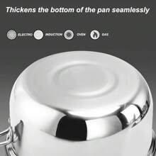 3 Pan Set Stainless Steel Saucepans Cookware Cooking Pots & Glass Lids & Handles - Silver - View 3