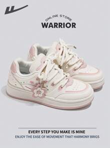 Warrior Spring And SummerLightweightComfortableBreathableModest Style Casual Yet SleeksneakersApplicable Throughout The Yearwear-ResistingAll-Day WearTraining SneakersRunning ShoesWomen's Skateboarding Shoes - Beige/Pink - View 1