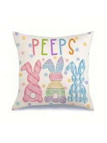 1/4pcs Easter Striped Carrot And Rabbit Print Throw Pillow Covers, 45cm X 45cm, Decorative Gift For Your Home, Living Room, Bedroom, Car (Without Pillow Inserts, Single-Sided Printing),Holiday Party Decorations, Easter Decorations, Home Decoration, Home Decor Gifts Birthday Graduation