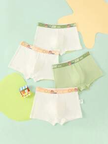 年轻男孩 4 时尚汽车熊印花男孩平角裤，舒适柔软多色平角裤