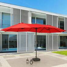 9 X 15 Ft. Steel Market Patio Umbrella - 紅色 - 查看 2