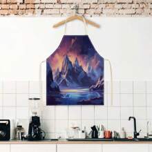 1 pièce Tablier en lin avec motif 3D de paysage de science-fiction, pour la cuisine à la maison, le port en cuisine et les passionnés de cuisine