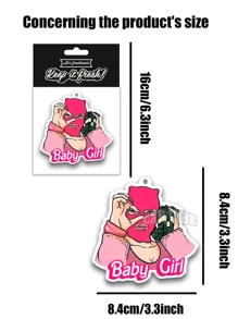 “PINK ART BABY GIRL”设计，汽车挂饰，汽车香氛，汽车空气清新剂和后视镜装饰 - 持久香味，为车内带来清新诱人的氛围，是送给朋友的有趣礼物 - 彩色 - 查看 4