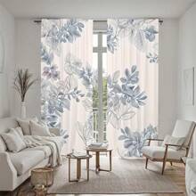 2 件套优雅蓝灰色调，叶子图案，现代简约，3D 数码印花，适用于客厅、卧室、书房，营造精致舒适的氛围 - 多色 - 查看 6