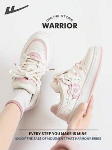 Warrior Spring And SummerLightweightComfortableBreathableModest Style Casual Yet SleeksneakersApplicable Throughout The Yearwear-ResistingAll-Day WearTraining SneakersRunning ShoesWomen's Skateboarding Shoes - Beige/Pink - View 2