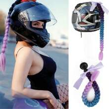 Helmet Braid Motorcycle Synthetic Box Braid Hair Extensions With Bowknot Helmet Ponytail Extensions With Detachable Suction Cup For Motorcycle Bike Motor Helmet Decoration Accessories