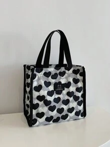 聚酯材料便携式保温午餐手提袋，矩形，带铝箔层，适合学生、办公室职员和户外野餐，保持食物温暖、新鲜、防水、防油，容量大，学校储物袋，教师储物袋，教室包，教室储物袋返校用品袋学校用品学校用品