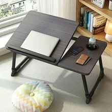 Folding Laptop Desk Bed Table Adjustable Portable Computer Stand W/ Cup Slot - Black - View 9