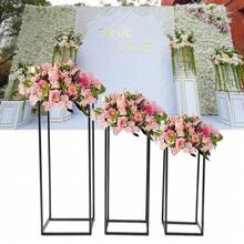 kangten 3pcs/Set Metal Stand Wedding Decoration/ Home Flower Pot Stand/ Wedding Road Lead Flower Centerpiece Column - black. - View 11