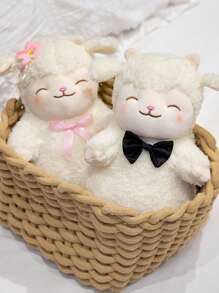 带郁金香的羔羊毛绒玩具，坐着可爱的绵羊填充动物带蝴蝶结可爱的绵羊超柔软婚礼装饰玩具浪漫母亲节礼物，适合男孩女孩儿童礼物 - 彩色 - 查看 8