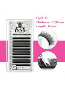 MASSCAKU 12排睫毛嫁接 Yy Lash 0.07mm C D 卷度混合托盘 8-15mm 预制 2D 易扇俄式浓密簇状仿貂毛哑光预扇形睫毛 - 黑色 - 查看 11