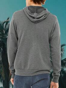 Mens Zip Up Hooded Jacket Cotton Blend Sweater - 木炭 - 查看 3