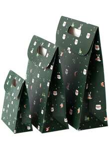 1pc Christmas Self-Adhesive Gift Box, Candy Box, Gift Candy Bag, Handheld Flip-Cover Gift Box Bag, Holiday Gift Bag