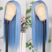 Stunning Purple Hair Synthetic Lace Front Wigs 26 Inch Pre Plucked Long Straight Hair Wigs 13X4 HD Lace Wigs Glueless Dark Purple Colored Wigs Heat Resistant Halloween Wigs Deep Purple Long Silky Straight Lace Front Wigs For Fashion Women For Daily Christmas Party Cosplay Use - 藍色 - 查看 4