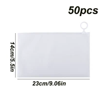 50 piezas/100 piezas Bolsas transparentes con lengüeta para extraer, para almacenamiento de accesorios de papelería como pinceles y plumas, organizador de hogar, ropa de mujer para invierno como camisetas blancas, pantalones negros, vestidos, ropa de primavera, vestidos elegantes, blusas blancas de manga larga, monos blancos, vestidos de primavera, ropa de primavera, minimalista, blusas de verano