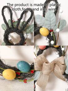 1 pieza Guirnalda de conejo artificial de primavera, decoración plástica multifuncional, sin batería, apropiada para la entrada del hogar, la granja, la ventana interior/exterior, la pared y la decoración de la chimenea, ideal para Pascua, San Valentín, San Patricio, ceremonia de graduación, celebraciones del festival de junio