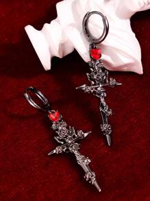 1 Pair Cross Of Thorns And Roses - Piercing Earrings For Women, Original Dark Punk Style, Christmas Costume Jewelry, Gift For Boyfriend