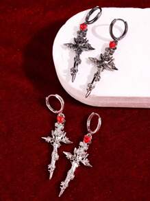 1 Pair Cross Of Thorns And Roses - Piercing Earrings For Women, Original Dark Punk Style, Christmas Costume Jewelry, Gift For Boyfriend