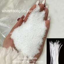 100g/500g/1000g 珍珠蜡烛沙套装 - 可再填充蜡，DIY 蜡烛制作套件，包含 50 个灯芯，珠状蜡烛填充制作套件，（提示：蜡烛灯芯放在沙蜡包装袋中） - 彩色 - 查看 12