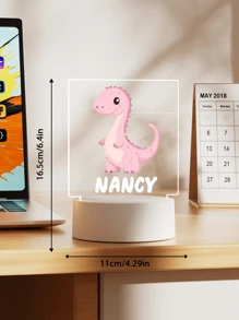 1 Abajur de Dinossauro Personalizado para Decoração de Quarto com Nome - Presente Ideal para Aniversário, Cabeceira ou Outra Ocasião - Luminária 3D Personalizada para Quarto - Presente de Dia dos Namorados, Aniversário, Presente para Namorada ou Namorado - Luz Decorativa Personalizada