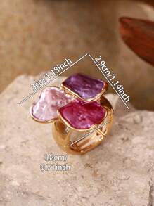 1 Stück Damen Boho Eleganter Luxus Lila & Blau Geometrie Dekor Verstellbarer Ring, geeignet für Braut, Hochzeit, formelle Party, Festival Geschenk