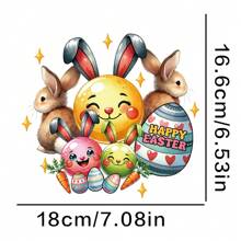 Spring Easter Bunny & Egg Thermal Transfer Stickers, Holiday Gift Decorations, Water-Resistant Garment Patches, Ironing Pattern - P643 - View 2