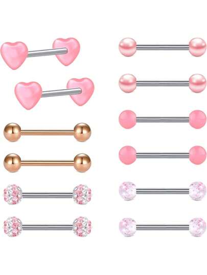 AVYRING 12Pcs Tongue Bars Nipple Piercing 14G Stainless Steel 14mm Straight Barbell Body Piercing Jewelry