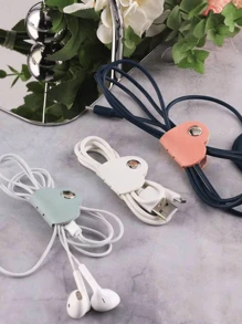 1/2/3/5/6/9/10pcs Charger, Headphone Cable Storage Buckle-Mixed Color Heart Shaped Cord Organizer, Earphones Headphones Cable Winder Organizer, PU Leather Cable Organizer, Gifts For Men Women Charger Case Office Must Haves Digital Bag - Multicolor - View 6