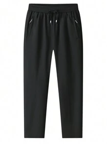 2 buc pantaloni casual confortabili pentru bărbați cu buzunare cu fermoar, pantaloni sport tricotați cu picior drept pentru ieșiri de primăvară și toamnă